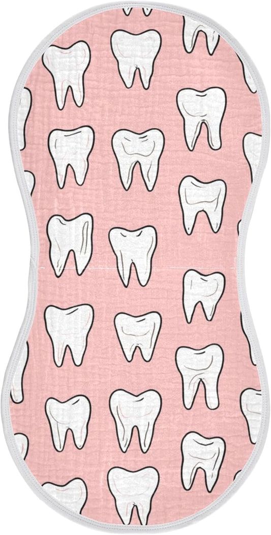 Cute Dental Teeth Burp Cloths Baby Boys Girls Absorbent Soft Cotton Burping Cloths Rags, 1 Pack