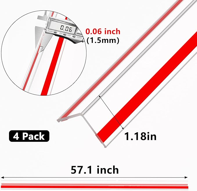 30x30mm Self Adhesive Corner Guard, 4pcs 57.1" Wall Corner Protector Strip, Flexible PVC Edge Trim, Peel and Stick Corner Protection for Furniture, Wall Edges & Table Corners