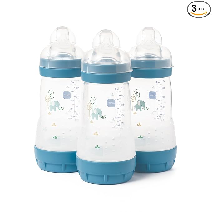 Mam Self Sterilising Anti-colic Bottle 260ml 3 Pack Boys Colours