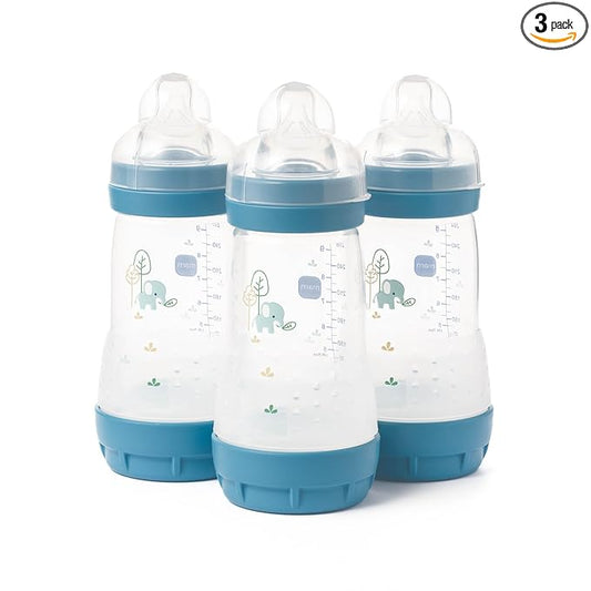Mam Self Sterilising Anti-colic Bottle 260ml 3 Pack Boys Colours