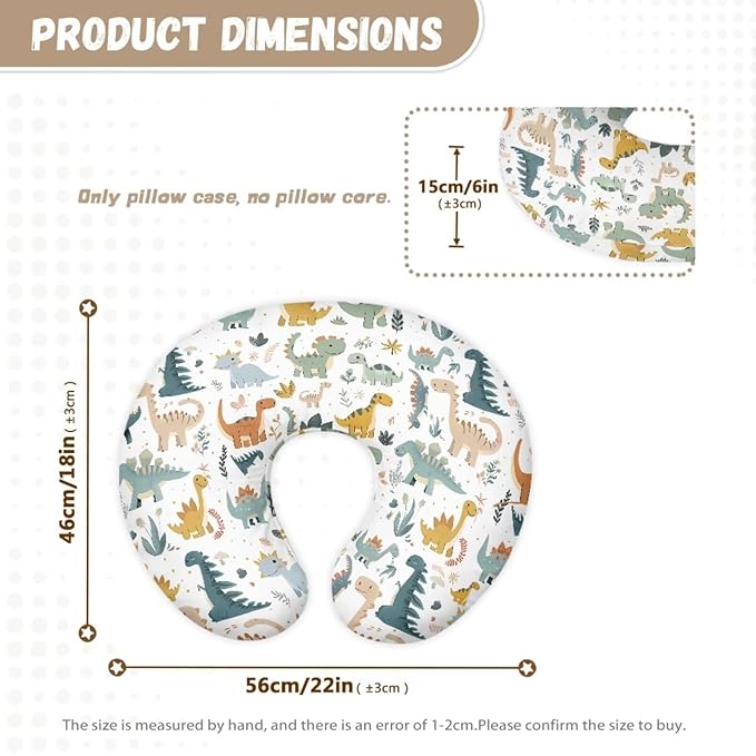 Dinosaur Nursing Pillow Cover Boy Breastfeeding Pillows Covers, Snug Fits Nursing Pillow Slipcovers for Boys Girls, Soft and Comfy
