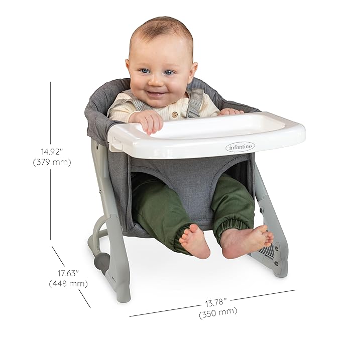 Infantino the Ultimate Travel Booster, Versatile and Travel-Friendly Booster, High Chair and Seat for On-the-Go Families, Gray