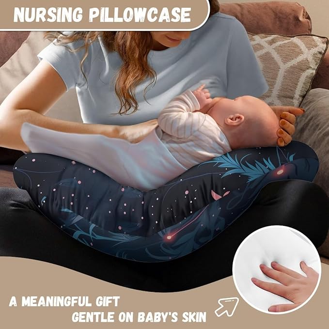 Music Cat Nursing Pillow Cover Cozy Nursing Slipcover for Feeding Pillow Hidden Zipper Design Breastfeeding Pillow Slipcover U-Shaped Soft and Skin-Friendly