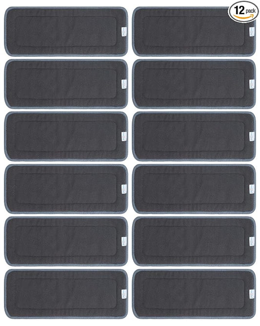 Babygoal Baby 5-Layer Charcoal Rayon from Bamboo Reusable Liners for Cloth Diapers Nappies,Pack of 12 Inserts,12ZTN