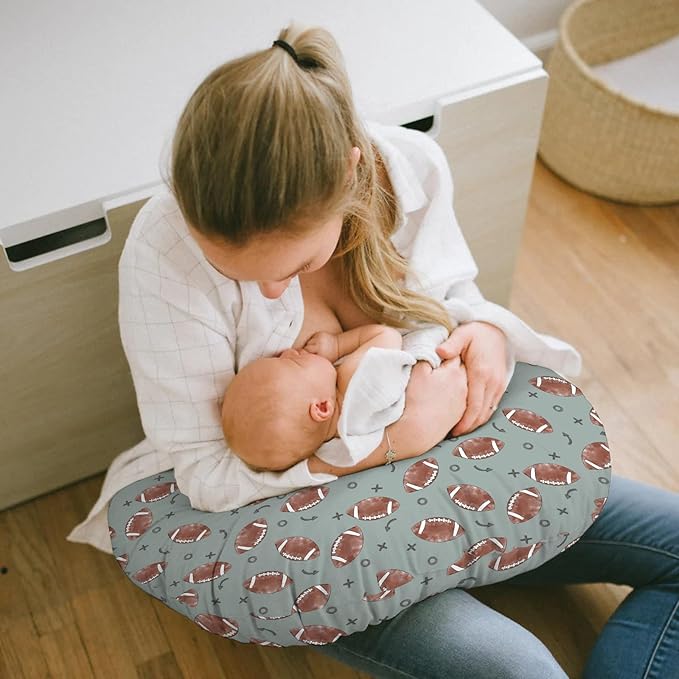 Baby Boys Nursing Pillow Cover Football Game American Sport, Blue Watercolor US Match Breastfeeding Pillowcase, Bottle Feeding Pillow Slipcover Cover Only
