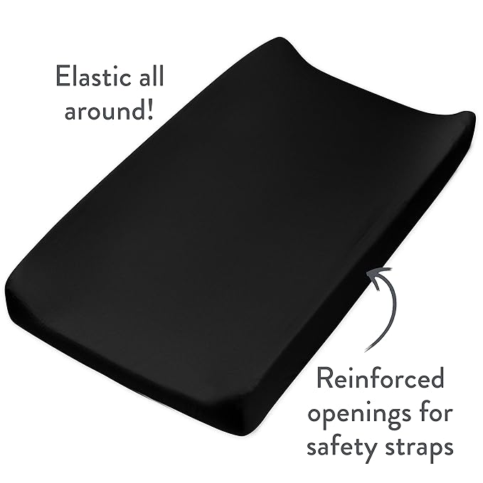 HonestBaby Boys Organic Cotton Changing Pad Cover, Black, One Size