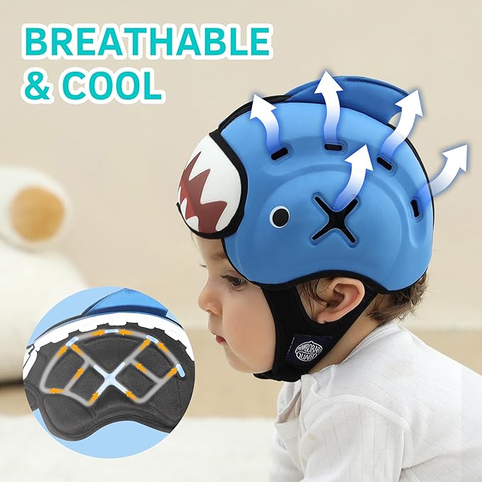 Baby Safety Helmet, Mambobaby Breathable Baby Head Protector for Crawling Walking, Ultra-Lightweight, Soft and Adjustable Baby Helmet Suitable for Babies 6-24 Months