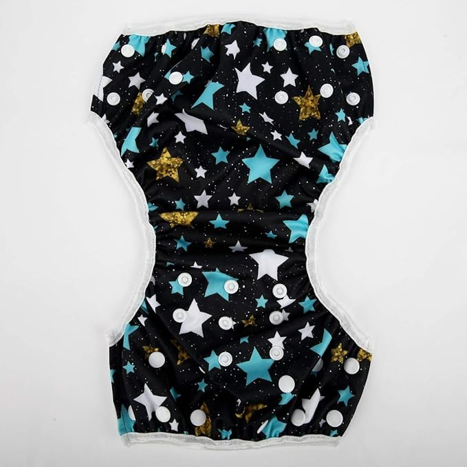 Baby Swim Diaper Nappy Pants Reusable Adjustable 0-2 Years Old Toddler Small (Small, Stars)