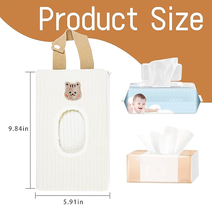 Quilted Baby Wipe Holder Floral Diaper Pouch Portable Quilted Wipes Bag for Car, Stroller