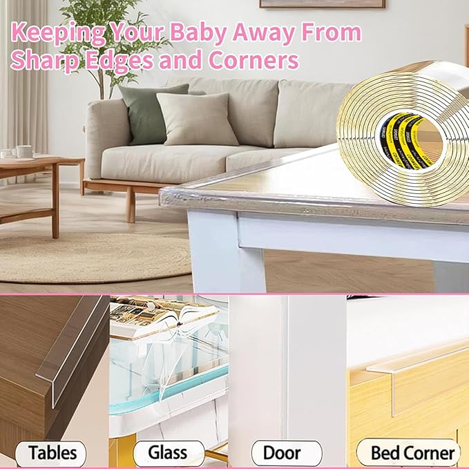 Corner Protector Clear Baby Proofing Edge Guard Tape 0.8in（W x 13FT(L) Self Adhesive Furniture Table Corner Bumper for Child Safety Sharp Edge Guard Roll