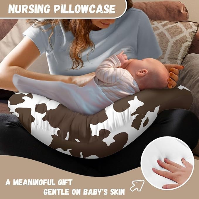 Forchrinse Sunflower Cat Bronze Cow Nursing Pillow Cover for Baby Boys Girls,Soft Breastfeeding Pillow Cover Washable Infant Feeding Cushion Cover Easy to Clean