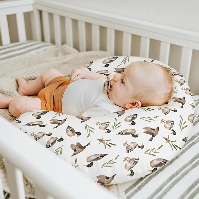 Mallard Duck Hunting Baby Nursing Pillow Covers for Boy Girl Wild Ducks Leaves Nursing Pillowcase for Breastfeeding Pillows Retro Hunting Animals Soft Stretchy Slipcovers for Newborn Infant