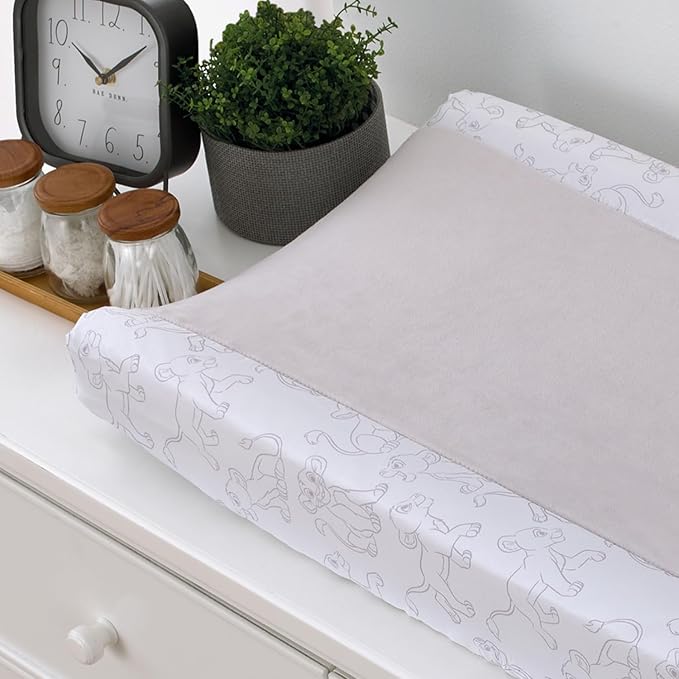 Disney Lion King - Wild About You Taupe and White Super Soft Changing Pad Cover