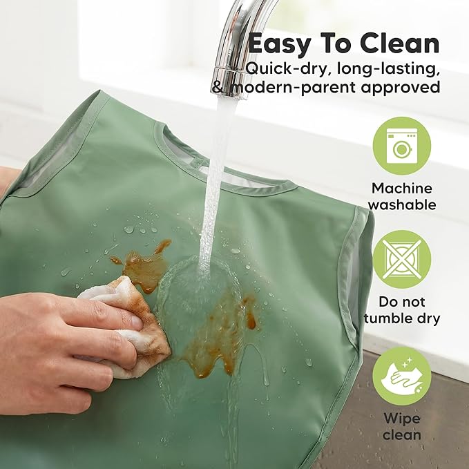 KeaBabies Waterproof Bibs for Baby Girl,Boy – 2-Pack Lightweight, Large Baby Bibs for Eating, Wearable Food Catcher, 6-12 Months Infant Feeding Essentials, Smock for Toddlers 1-3, Kids (Roarsome)
