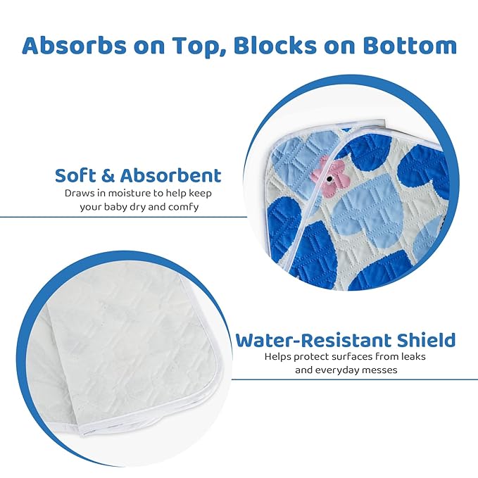Diaper Changing Pads for Baby, Portable Change Mat, 3Layers Waterproof Change Pad Foldable Absorbent Mats for Women, Reusable Incontinence Underpads for Patient 20''x27.5''