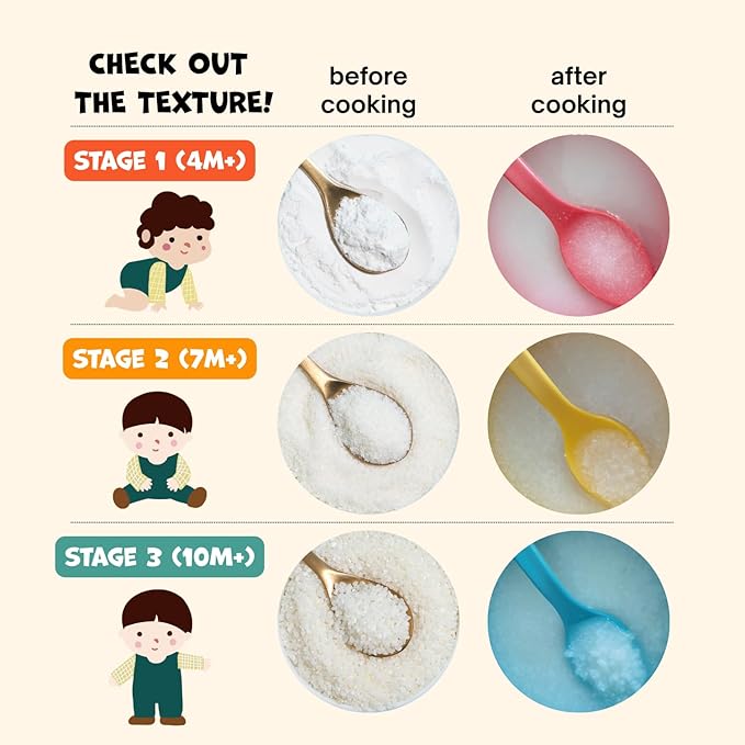 BARI Organic Baby Rice Porridge – Stage 1 – First Food for Babies 4+ Months | USDA Organic, Heavy Metal Tested, Korean Rice Cereal, No Added Sugar, Gluten-Free | 4.2 oz (10 Packets)