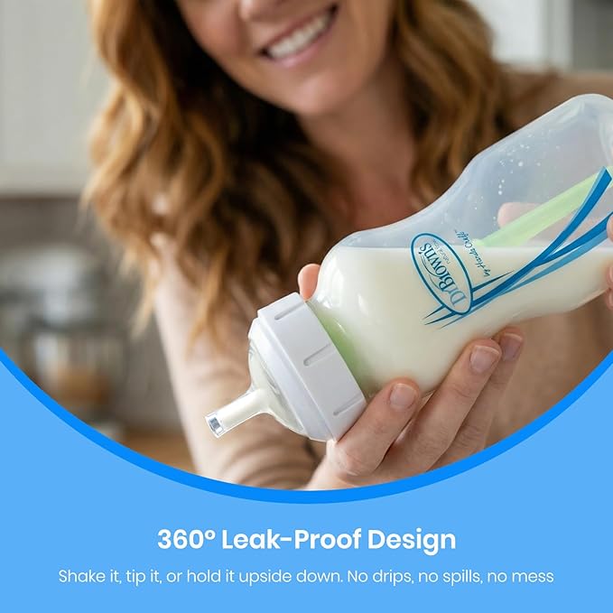 Sippy Straw Spout Replacements Compatible with Dr. Brown’s Wide-Neck Bottles, Ultra-Soft Silicone, Leak-Proof Transition Nipple with Cross-Cut Flow Control, BPA-Free Bottle to Cup Trainer, 9m+, 6-Pack