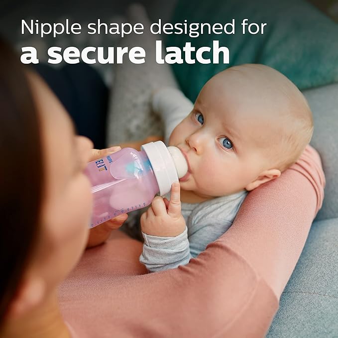 Philips Avent Anti-Colic Baby Bottle with AirFree Vent,9oz,with Flow 2 Nipples,1m+,Pink,SCY703/14,(Pack of 24)