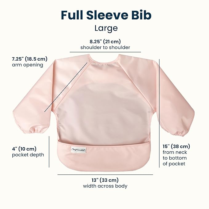 Tiny Twinkle Long Sleeve Bib for Babies & Toddlers | 2-Pack Waterproof Smock Bib for Eating | Machine Washable & Mess-Proof Feeding Essentials | Newborn Shower Gift (Rose Burgundy,2-4Y)