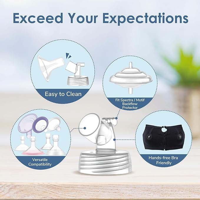 Maymom Pump Parts Compatible with Spectra S1 S2 9 Plus Accessories, One-piece Cap Bottles, Base Connectors, Duckbill Valves, Backflow Protectors and Tubing, Not Original Spectra Accessories