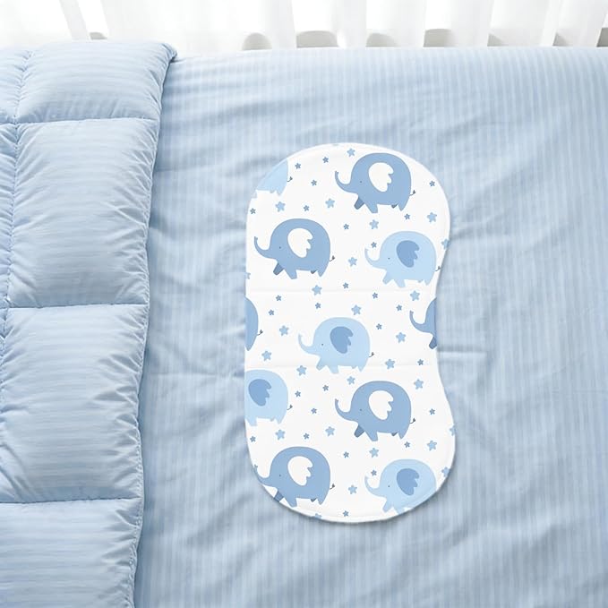4pcs Elephant Burp Cloths for Baby Boys Girls 100% Cotton Blue Elephant Themed Design Burp Rags, Soft Breathable Muslin Burping Cloths Absorbent Spit-Up Cloths for Infant Newborns