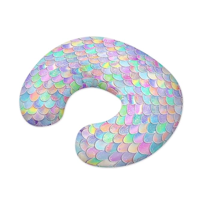 Shiny Mermaid Scales Nursing Pillow Case for Newborn Breastfeeding Pillow Slipcover for Baby Boys & Girls Fits Snug On Infant Washable & Breathable