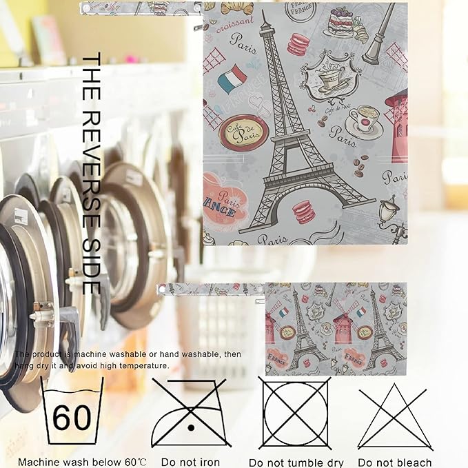visesunny Red House Eiffel Tower 2Pcs Wet Bag with Zippered Pockets Washable Reusable Roomy for Travel,Beach,Pool,Daycare,Stroller,Diapers,Dirty Gym Clothes, Wet Swimsuits, Toiletries