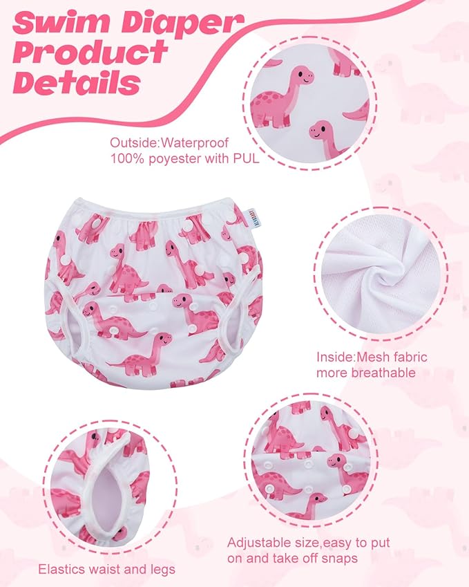 ALVABABY Baby Girl Swimsuit, 2-Piece Infant Toddler Bathing Short Sleeve Swimwear, Small Baby Reusable Swim Diaper with Matching Top