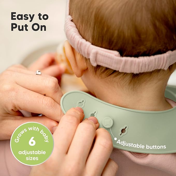 KeaBabies 2-Pack Silicone Bibs for Babies, Toddlers Girl, Boy – Sturdy Food-Grade Baby Bibs for Eating, Large Food Catcher, Clean & Put On Easily, Waterproof Toddler Feeding Essentials (Macaron)
