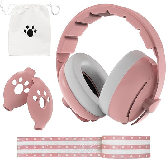 Moonybaby 2-in-1 Baby Ear Protection, Comfortable Headphones, Noise Cancelling, Adjustable Baby Headphones with Stretchy Band