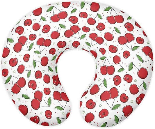 Cherry Feeding Pillow Cover Breastfeeding Pillow Covers for Breastfeeding Mom Soft Nursing Pillow Case Skin-Friendly U-Shaped Hidden Zipper Design