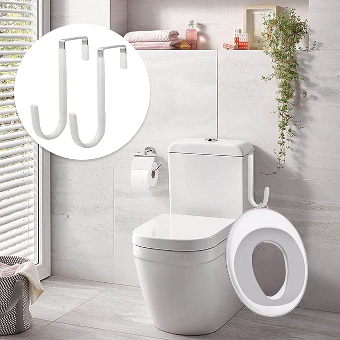 Potty Seat Hook，2pcs Multifunctional Potty Hook for Kids Towel Organizer Heavy Duty Organizer Hooks，Z Shaped Shower Door Hooks (White) (White)