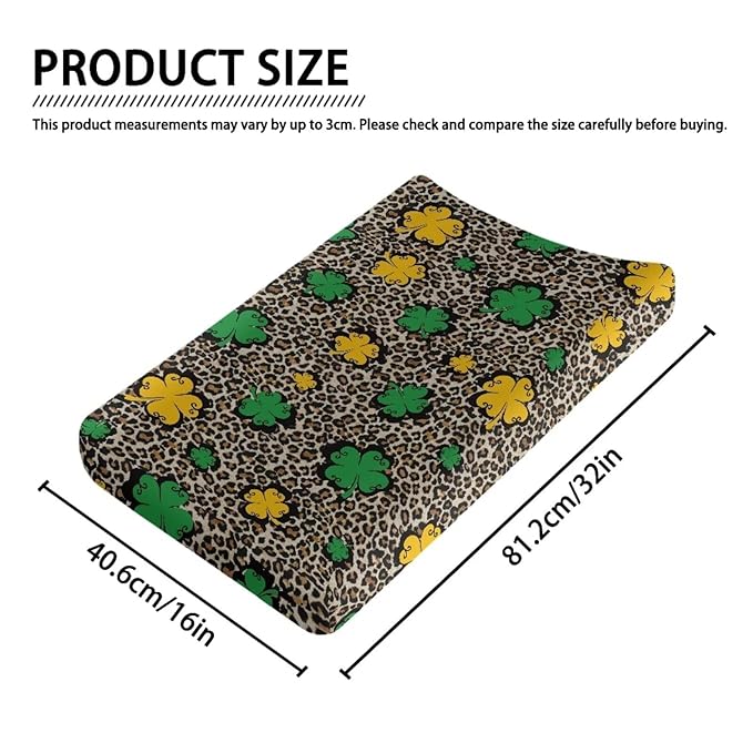 St. Patrick's Day Changing Pad Cover for Baby Girls Boys Special Leopard Comfort Diaper Change Table Pad Covers Soft Breathable Changing Pad Sheets