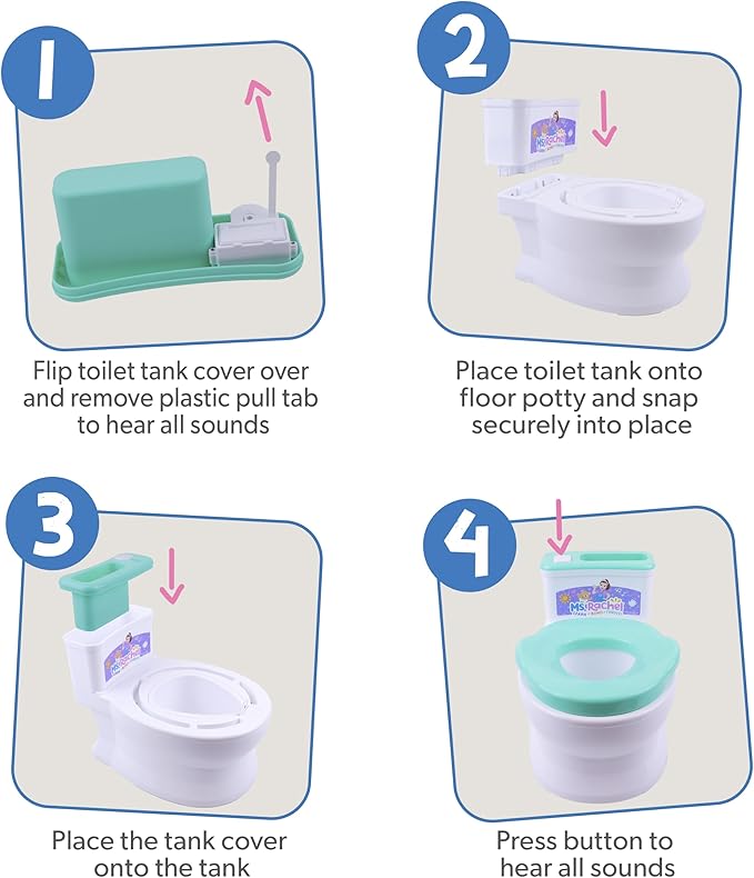 Ms. Rachel 2-in-1 Playtime Floor Potty Trainer With Sound - Stage 1 Training - Removable Potty Seat for Stage 2 Training - 6 Ms. Rachel Sounds and Music - Storage - Removable Parts for Easy Cleaning