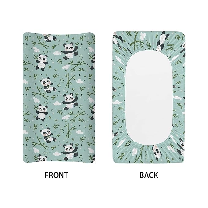 Cute Bamboo Panda Changing Pad Cover Baby Boys Girls Changing Table Pad Covers Diaper Change Table Sheets Covers Soft Breathable