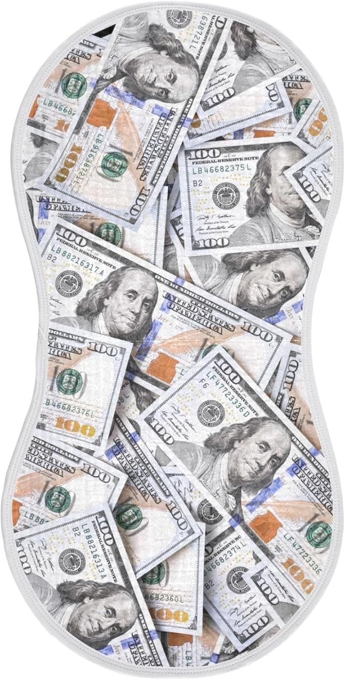 Muslin Burp Cloths for Baby Boys and Girls - 1-Pack Ultra Absorbent Money Hundred Dollar Bill Muslin Washcloths, Newborn Towel, Milk Spit Up Rags, Burp Cloth Bib for Unisex, 22 x 11 Inch