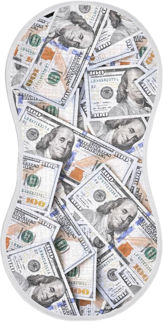 Muslin Burp Cloths for Baby Boys and Girls - 1-Pack Ultra Absorbent Money Hundred Dollar Bill Muslin Washcloths, Newborn Towel, Milk Spit Up Rags, Burp Cloth Bib for Unisex, 22 x 11 Inch