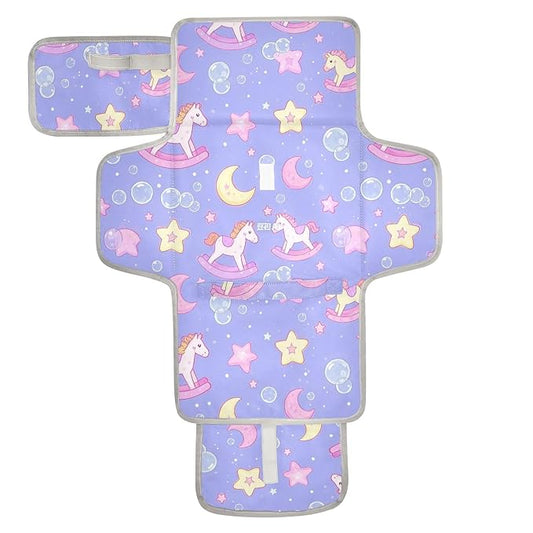 Cute Cartoon Rocking Horse Star Purple Peach Reusable Changing Table pad with Tissue Pocket Diaper Changing pad Portable for Girl & Boy cambiador de pa?ales para Bebes