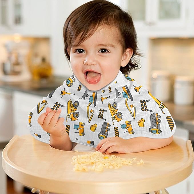 vvfelixl Construction Truck Pattern Burp Cloths for Baby Boy Girls Baby Washcloths Burp Rags 1 Pack