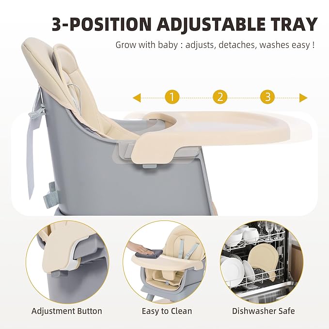 Baby High Chair, 8 in 1 Convertible Highchair, Booster Seat, Building Block/Activity Table, Stool, Feeding Chair with Dishwasher-Safe Tray, High Chairs for Babies and Toddlers (Coffee)