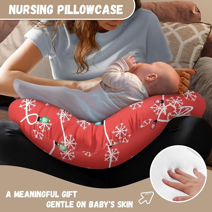 Christmas Light Snowflake Breastfeeding Pillow Cover Baby Breastfeeding Slipcover Infant Newborn Nursery Bottle Pillowcase Baby Essentials Xmas Decor