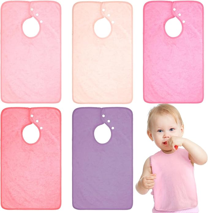 Hercicy Full Coverage Pullover Toddler Baby Bibs Terry Cloth Bibs with Snap Button for 0-4 Years Unisex Feeding Drooling