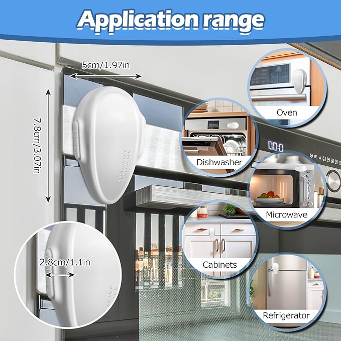 Oven Lock Child Safety (2Pack), Premium Baby Proofing Oven Door Locks, Easy to Install & Use Durable and Heat-Resistant Material no Tools Need or Drill Oven Child Safety Lock (White)