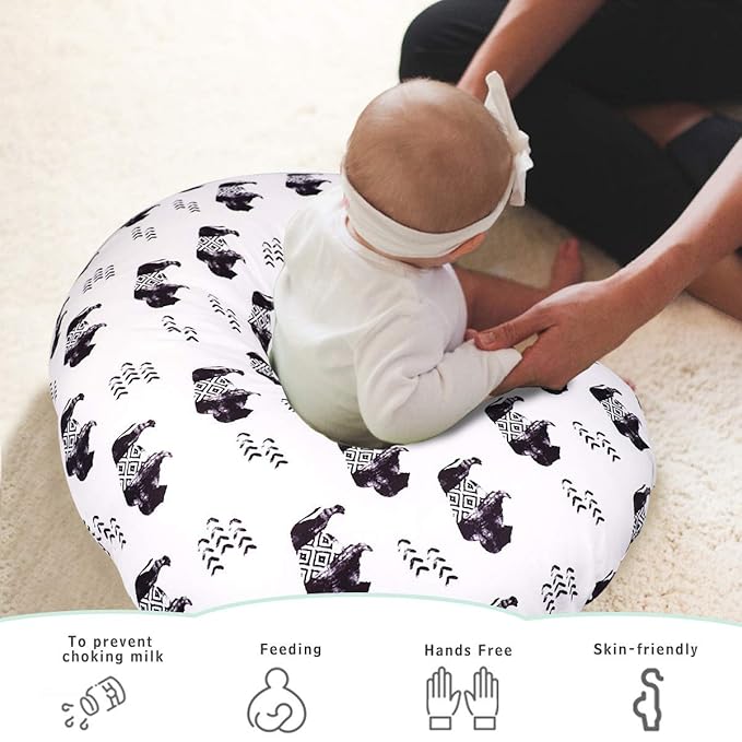 TANOFAR Nursing Pillow Cover, Cow Breastfeeding Pillow Slipcover for Baby Boys & Girls, Animal Nursing Pillow Case for Newborn, Soft Fabric Fits Snug On Infant, Washable & Breathable, Buffalo
