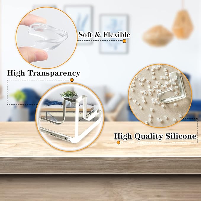 16 Pack Table Corner Protectors Clear Corner Guards Corner Bumpers Covers, Furniture & Sharp Corner Baby Proofing, T-Shaped