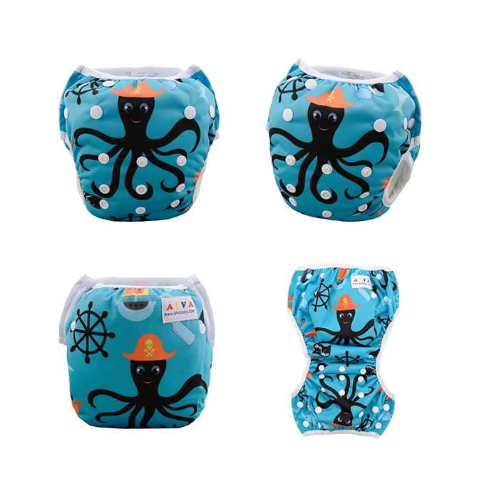 ALVABABY Swim Diapers 2pcs Reusable Adjustable & Washalbe for Boys & Girls 0-2 Years Baby Boy DYK13-14