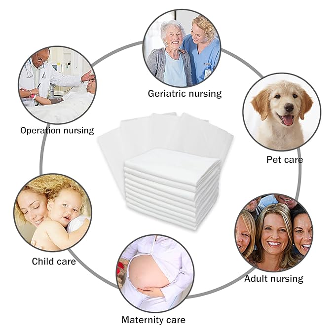 Baby Disposable Changing Pad, 25 Pack Soft Non-Woven Fabric Breathable Waterproof Underpads, Portable Leak-Proof Mattress Protector, Incontinence Bed Pads (Big White