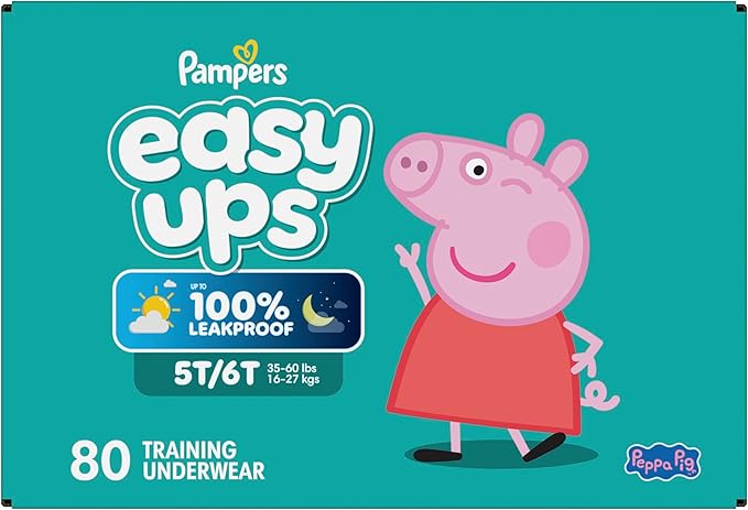 Pampers Training Pants - Easy Ups Girls & Boys - Size 5T-6T, 80 Count, Peppa Pig Potty Underwear (Packaging May Vary)