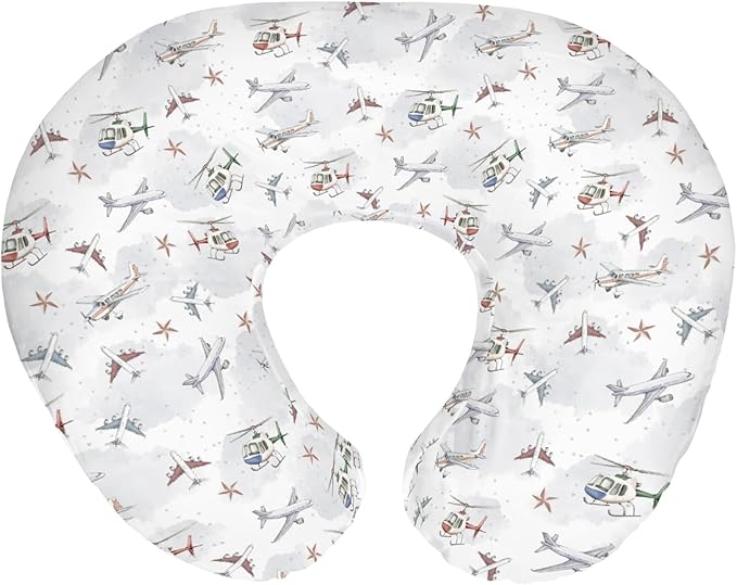 Vintage Planes Airplanes Helicopters Nursing Pillow Covers for Boy Girl Planes Models Aircraft Nursing Slipcovers for Breastfeeding Pillows Plane Stars Clouds Soft Stretchy Covers for Newborn Infant