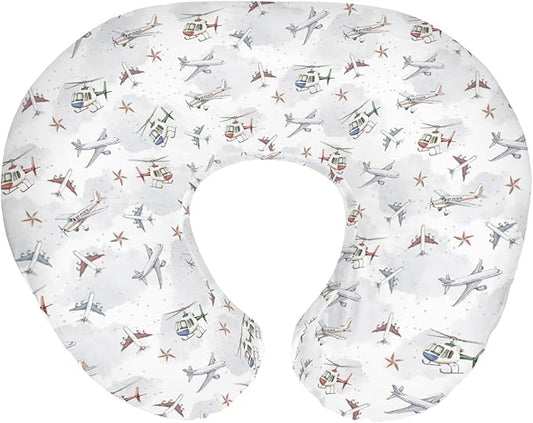 Vintage Planes Airplanes Helicopters Nursing Pillow Covers for Boy Girl Planes Models Aircraft Nursing Slipcovers for Breastfeeding Pillows Plane Stars Clouds Soft Stretchy Covers for Newborn Infant